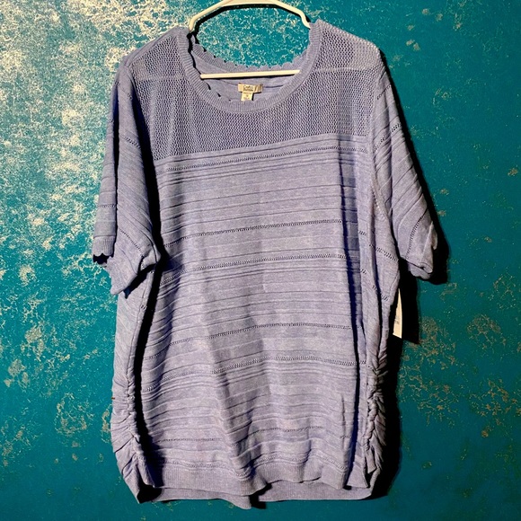 croft & barrow Tops - 2/$15 Light Blue Short Sleeve Sweater 3x
